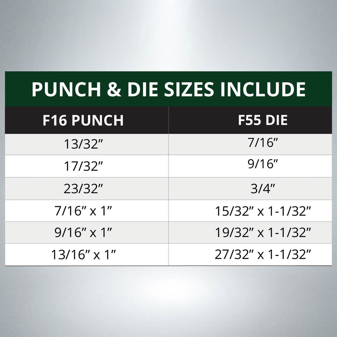 F16/F55 Square & Oblong Ironworker Punch & Die Set - 6 Pack