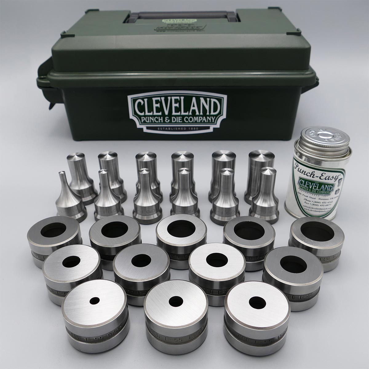 【Hugh Foulerton】ティーナイフ 6本組 A1プレート　18cm F16/F55 Round Ironworker Punch & Die Set by Cleveland Punch