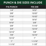 F16/F55 Round Ironworker Punch & Die Set - 12 Pack