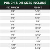 F20/F59 Round Ironworker Punch & Die Set - 12 Pack