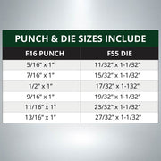 F16/F55 Oblong Punch & Die Set - 6 Pack