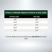 F20 Corner Radius Punch with 1/4" x 1/8" Cross Keyway