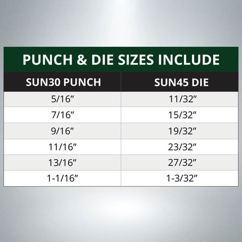 SUN30/SUN45 Punch & Die Set - 6 Pack